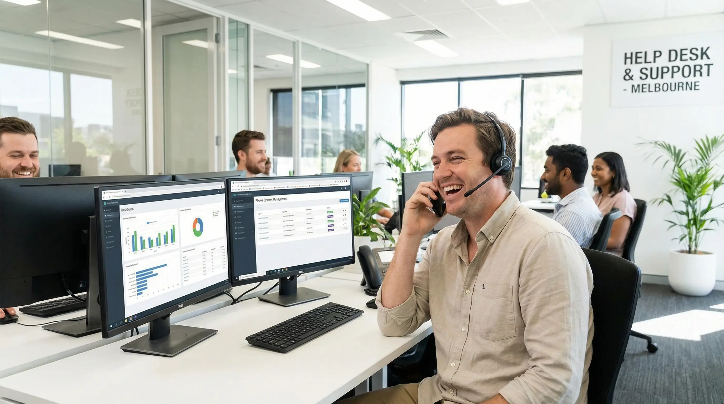 Panasonic KX-NT553 IP desk phone on a Brisbane office desk