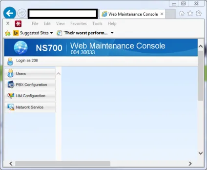 Panasonic NS700 Web Maintenance Console